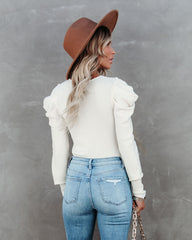 Poetry In The Air Puff Sleeve Knit Sweater - Ivory