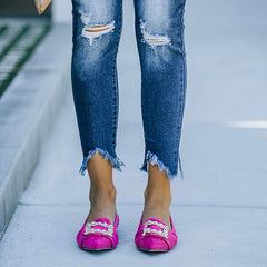 Pointed Toe Vanderpump Embellished Faux Suede Flats