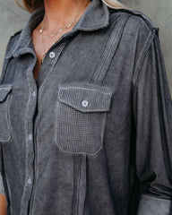 Pomona Button Down Knit Top - Dusty Charcoal