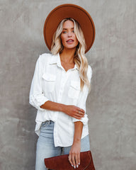 Pomona Button Down Knit Top - Ivory