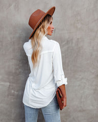 Pomona Button Down Knit Top - Ivory
