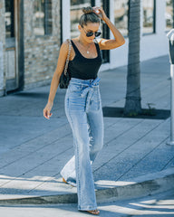 Poppy High Rise Flare Tie Denim - Indigo