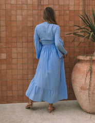 Post Poolside Cotton Tie Top - Blue