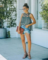 Prasonisi Caged Cotton Blend Tank - Olive