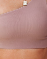 Press One Shoulder Ribbed Sports Bra - Latte