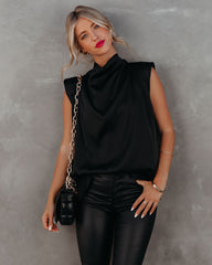 Prestige Satin Cowl Neck Blouse - Black