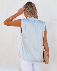 Prestige Satin Cowl Neck Blouse - Blue