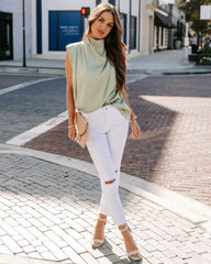 Prestige Satin Cowl Neck Blouse - Sage