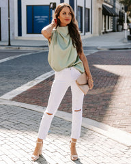 Prestige Satin Cowl Neck Blouse - Sage