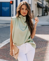 Prestige Satin Cowl Neck Blouse - Sage