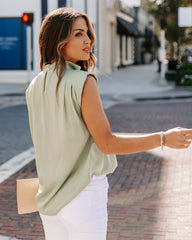 Prestige Satin Cowl Neck Blouse - Sage