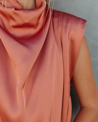 Prestige Satin Cowl Neck Blouse - Terracotta