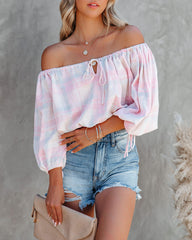Prisha Cotton Plaid Off The Shoulder Top