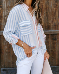 Puerto Rico Striped Button Down Top