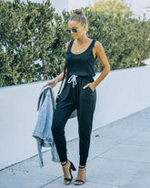 Quincy Pocketed Knit Jumpsuit - Black