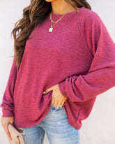Quinley Knit Raglan Top - Burgundy