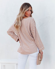 Raelle Cotton Blend Striped Top - Tan Ivory