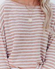 Raelle Cotton Blend Striped Top - Tan Ivory