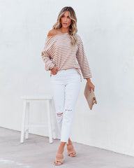 Raelle Cotton Blend Striped Top - Tan Ivory