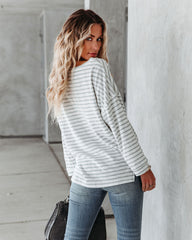 Raelle Cotton Blend Striped Top - White Mint