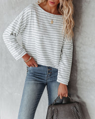 Raelle Cotton Blend Striped Top - White Mint