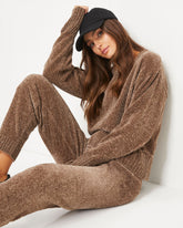 Rainy Day Glam Chenille Pullover Sweater - Mocha