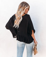 Raisa Relaxed Peplum Top - Black