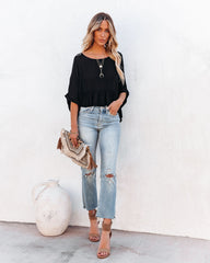 Raisa Relaxed Peplum Top - Black