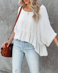 Raisa Relaxed Peplum Top - Stone