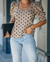 Ralph Cotton Puff Sleeve Polka Dot Top