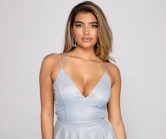 Rashida Lattice Back Glitter Dress