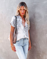 Reece Leopard Print Button Down Top