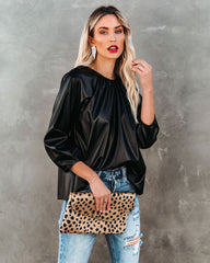 Regal Faux Leather Top - Black