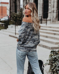 Reggie Dolman Knit Camo Top