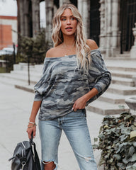 Reggie Dolman Knit Camo Top