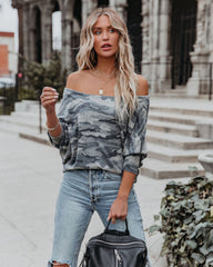 Reggie Dolman Knit Camo Top