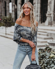 Reggie Dolman Knit Camo Top