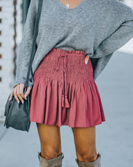 Reid Smocked Tassel Mini Skort - Dry Rose