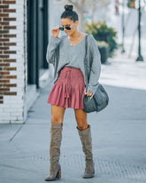 Reid Smocked Tassel Mini Skort - Dry Rose