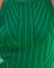 Reign Ribbed Knit Halter Tank - Emerald