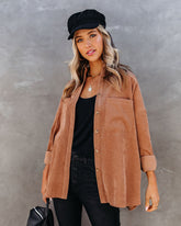 Reilly Corduroy Button Down Pocket Top - Camel