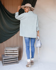 Reilly Corduroy Button Down Pocket Top - Light Sage