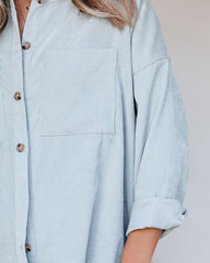 Reilly Corduroy Button Down Pocket Top - Light Sage