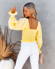 Reina Cotton Smocked Puff Sleeve Crop Top