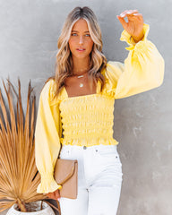 Reina Cotton Smocked Puff Sleeve Crop Top