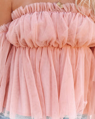 Renley Off The Shoulder Tulle Blouse - Blush