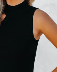 Renown Mock Neck One Shoulder Knit Tank - Black
