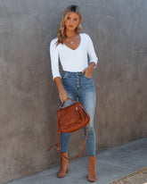 Revival V-Neck Ribbed Bodysuit - White