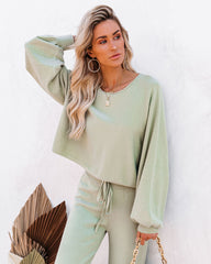 Rexa Billowed Sleeve Knit Top - Sage - SALE