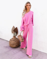 Rexa Wide Leg Knit Pants - Pink